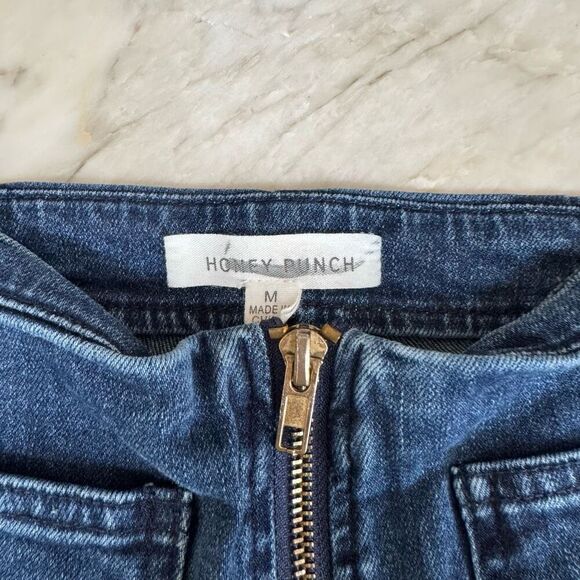 Honey Punch High Waisted Exposed Zipper Flared Jeans Stretch size M - Picture 3 of 6